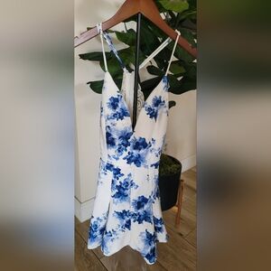 Floral Blue and White Romper